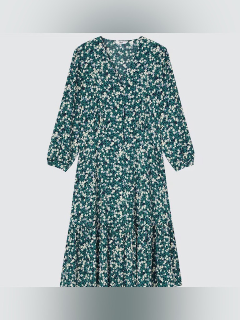 Uniqlo Teal Floral Dress with White & Purple Accents